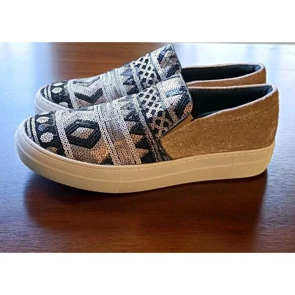 ROPER Platform Size 9 Sequins Athletic Slip On Sneakers Western Velvet - Picture 2 of 6